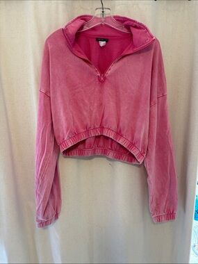 VENUS Washed Pink Cropped Quarter-Zip Pullover